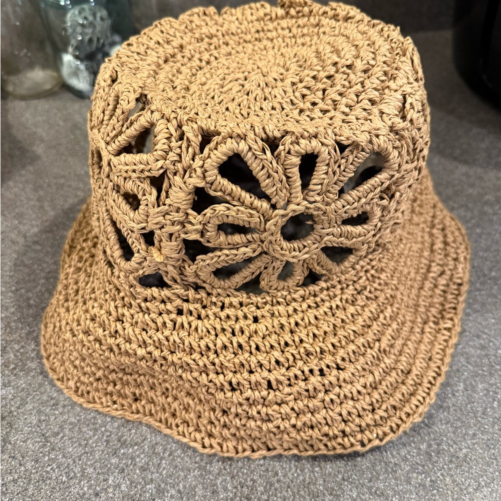Free People Tan Crochet Hat